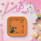 Assiettes En Carton Retro Orange Halloween  (Fête)