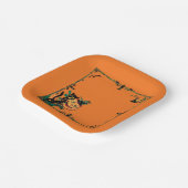 Assiettes En Carton Retro Orange Halloween  (Angulaire)