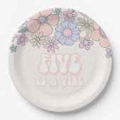 Assiettes En Carton Retro pastel Floral Five est un anniversaire Vibe (Devant)