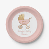 Assiettes En Carton Retro Pastel Rose Carriage bébé fille Douche (Devant)