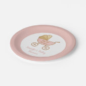 Assiettes En Carton Retro Pastel Rose Carriage bébé fille Douche (Angle)