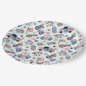 Assiettes En Carton Retro Patriotic USA 4 juillet (Angle)