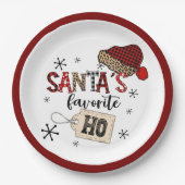 Assiettes En Carton Retro Père Noël Favorite Ho ! Noël (Devant)