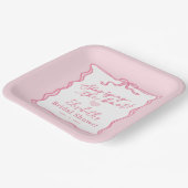Assiettes En Carton Retro Pink Bow Elle noue le noeud (Angulaire)