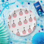 Assiettes En Carton Retro Pink Ski Gondola Skieurs Ascenseur (Fête)