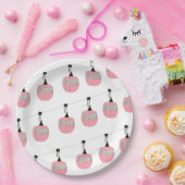 Assiettes En Carton Retro Pink Ski Gondola Skieurs Ascenseur (Fête)