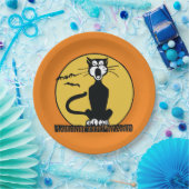 Assiettes En Carton Rétro plat de chat d'hurlement Halloween (Fête)