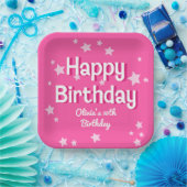 Assiettes En Carton Retro Pretty Rose Stars Joyeux anniversaire (Fête)