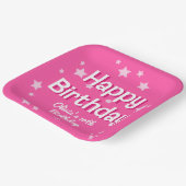 Assiettes En Carton Retro Pretty Rose Stars Joyeux anniversaire (Angulaire)