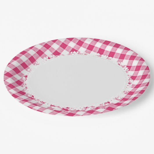 Assiettes En Carton Retro-Quotidien_Pique-Nique_Pink-Check_Plaid (Angle)
