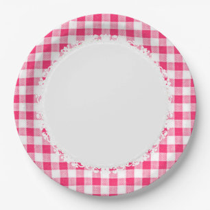 Assiettes En Carton Retro-Quotidien_Pique-Nique_Pink-Check_Plaid