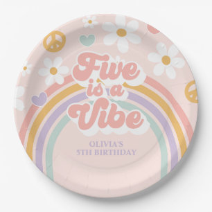 Assiettes En Carton Retro Rainbow Five est un Vibe 5e anniversaire
