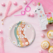 Assiettes En Carton Retro Rainbow Five est un Vibe Daisy 5e anniversai (Fête)