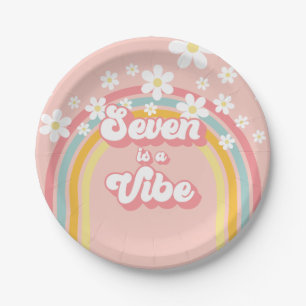 Assiettes En Carton Retro Rainbow Seven est une Vibe Groovy 7ème Anniv