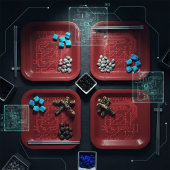 Assiettes En Carton Retro Red Circuit Board Tech Pattern