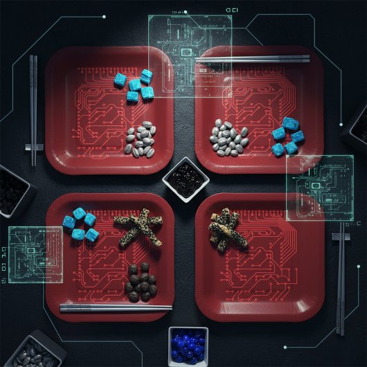 Assiettes En Carton Retro Red Circuit Board Tech Pattern