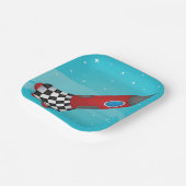 Assiettes En Carton Retro Red Rocket Ship in Space Galactic (Angulaire)