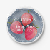 Assiettes En Carton Retro red Strawberry Berry First Birthday  (Devant)