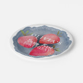 Assiettes En Carton Retro red Strawberry Berry First Birthday  (Angle)