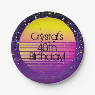 Assiettes En Carton Retro Rétrospective de la fête du soleil jaune vio