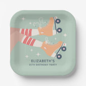 Assiettes En Carton Retro Roller Skating Girls Anniversaire (Recto)