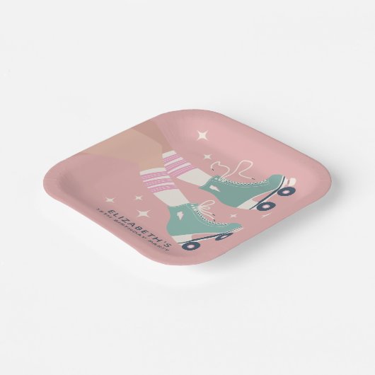 Assiettes En Carton Retro Roller Sking fête d'anniversaire (Angulaire)