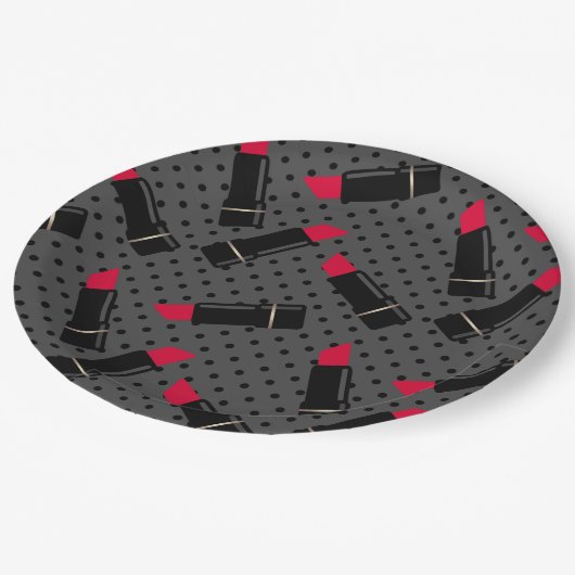 Assiettes En Carton Rétro, rouge à lèvres (Angle)