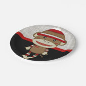 Assiettes En Carton Rétro singe de chaussette (Angle)