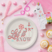Assiettes En Carton Retro Snowman Laisser neiger Noël Tan (Fête)