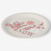 Assiettes En Carton Retro Snowman Laisser neiger Noël Tan (Angle)