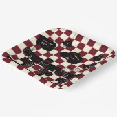 Assiettes En Carton Retro Soda Fountain Shop Carrés rouges (Angulaire)