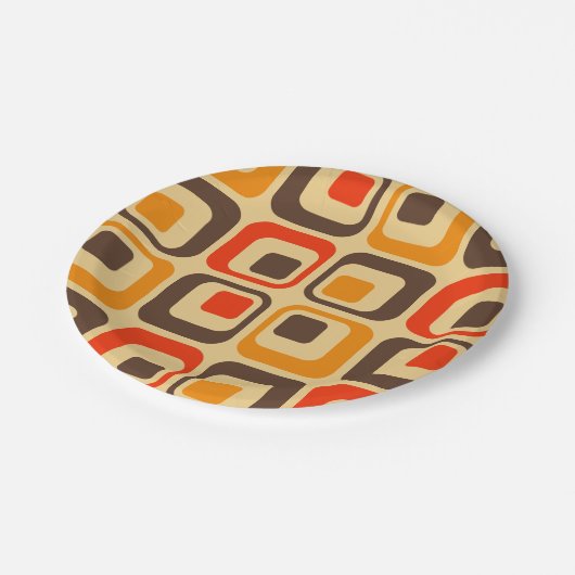 Assiettes En Carton Rétro Squares Pattern (Angle)
