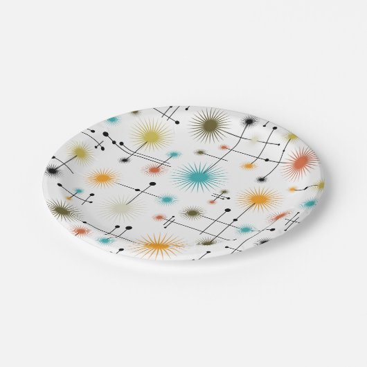 Assiettes En Carton Retro Starbursts A Go-Go ! (Angle)