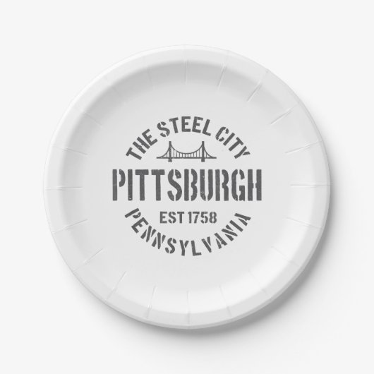Assiettes En Carton Retro Steel City Pittsburgh Pennsylvania Yinz vint (Devant)