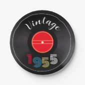 Assiettes En Carton Retro Stripe Vinyl Record 1955 70th Birthday  (Devant)