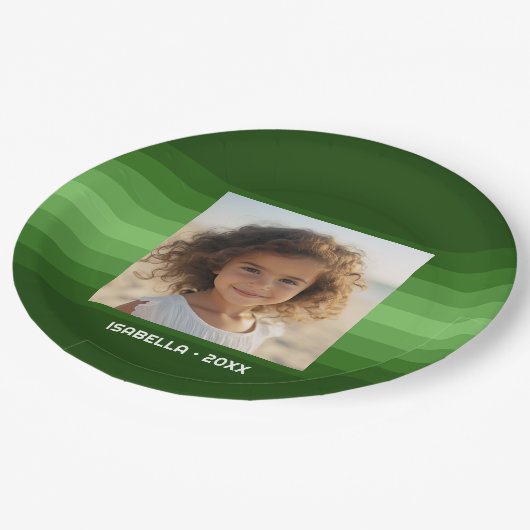 Assiettes En Carton Retro Stripes - Christmas Green - Simple Photo (Angle)