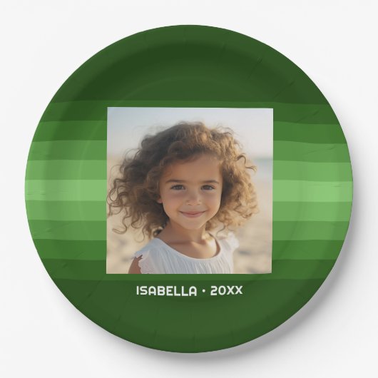 Assiettes En Carton Retro Stripes - Christmas Green - Simple Photo (Devant)