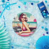 Assiettes En Carton Retro Summer Girl (Fête)