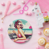 Assiettes En Carton Retro Summer Girl (Fête)