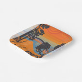 Assiettes En Carton Retro Sunset Forest Paysage Abstrait (Angulaire)