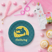 Assiettes En Carton Retro Sunset Skateboard Thème Personnalisé Nom Tur (Fête)