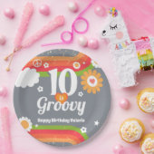 Assiettes En Carton Retro Super 10e anniversaire (Fête)