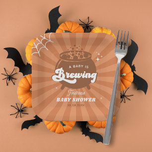 Assiettes En Carton Retro Super Baby brasse le Baby shower d'Halloween