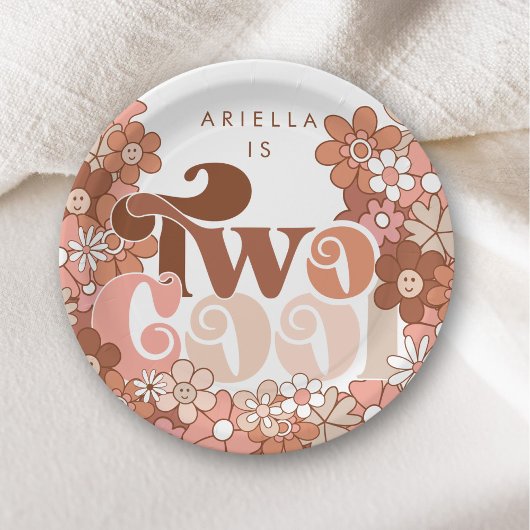 Assiettes En Carton Retro Super deux filles Cool 2e anniversaire