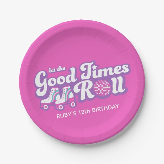 Assiettes En Carton Retro Super Roller Disco Party (Devant)