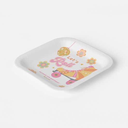 Assiettes En Carton Retro Super Roller Patinage Fête d'Anniversaire (Angulaire)