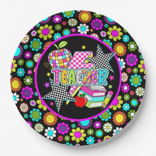 Assiettes En Carton Retro Teacher  Paper Plate (Devant)