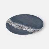 Assiettes En Carton Rétro texture de dentelle et de denim (Angle)