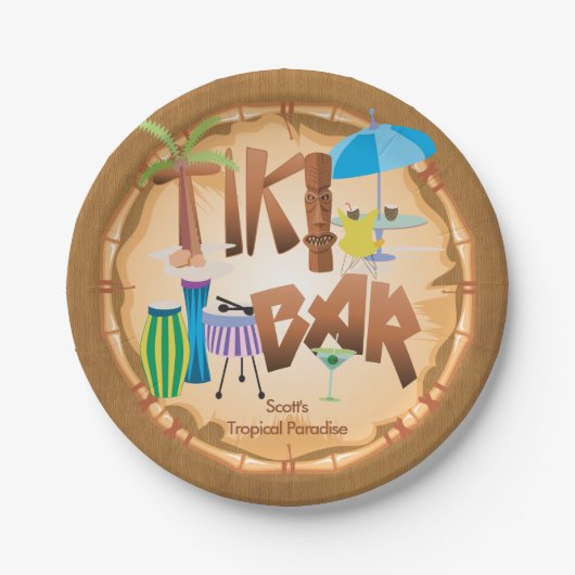Assiettes En Carton Retro Tiki Bar Party 2 (Devant)