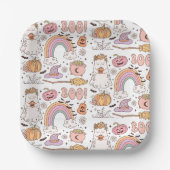 Assiettes En Carton Retro Trendy Cute Halloween Elements Ghost Citroui (Recto)